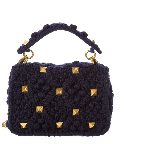 Valentino Roman Stud Medium Cashmere Shoulder Bag - Picture 2 of 5